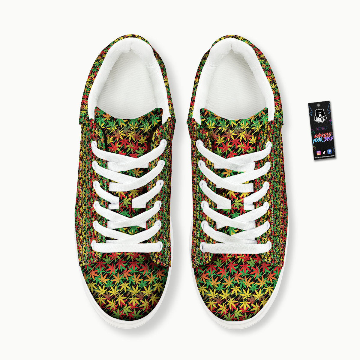 Marijuana Rasta Print Pattern Platform Shoes-grizzshop