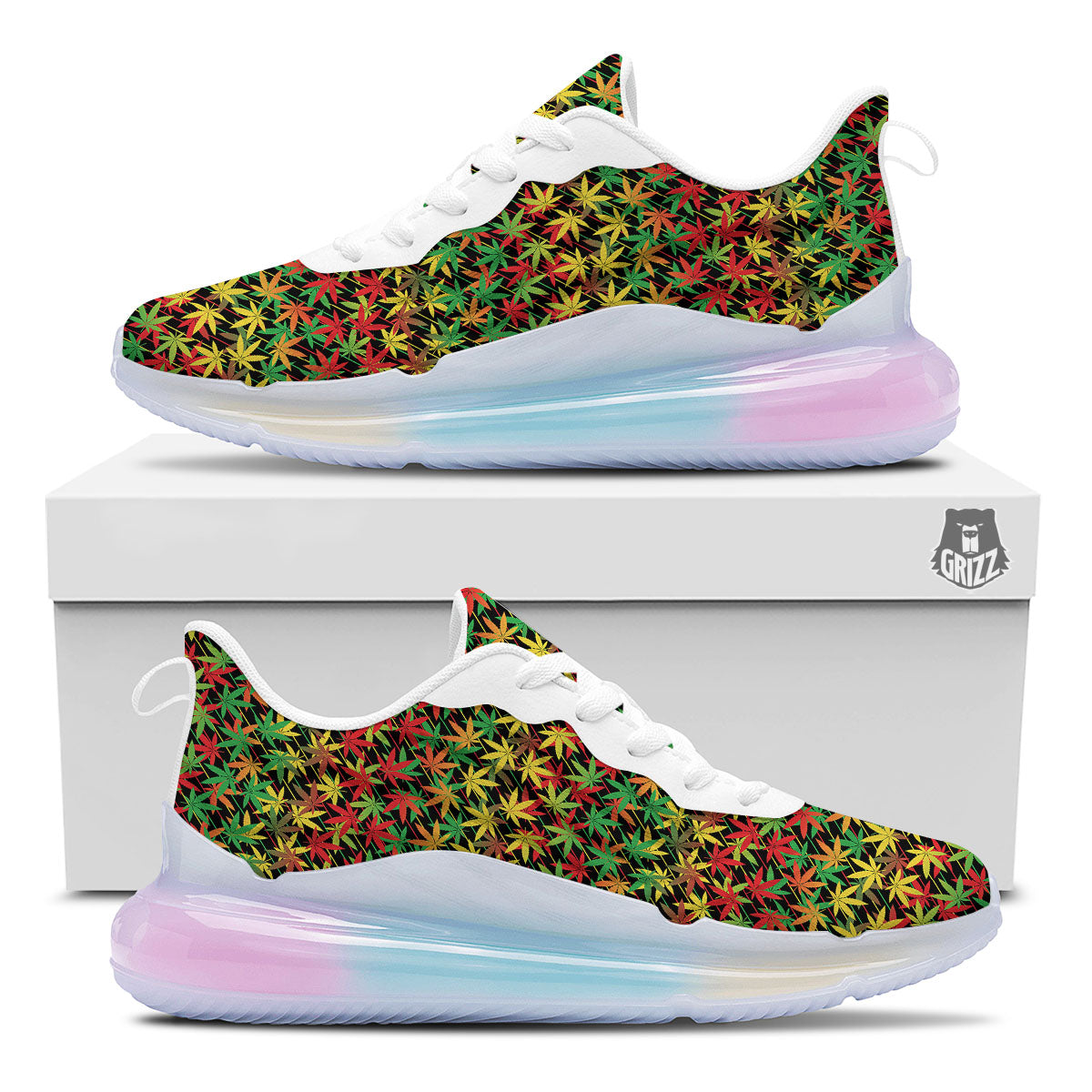 Marijuana Rasta Print Pattern Running Sneakers-grizzshop