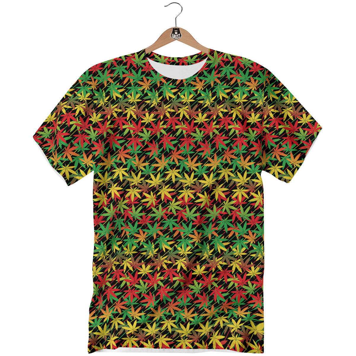 Marijuana Rasta Print Pattern T-Shirt-grizzshop