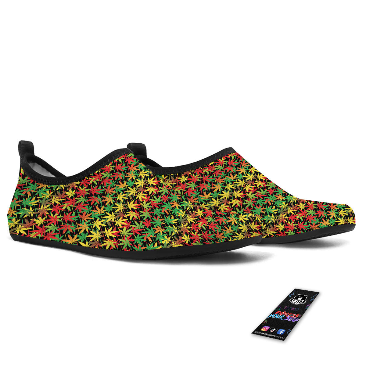 Marijuana Rasta Print Pattern Water Shoes-grizzshop