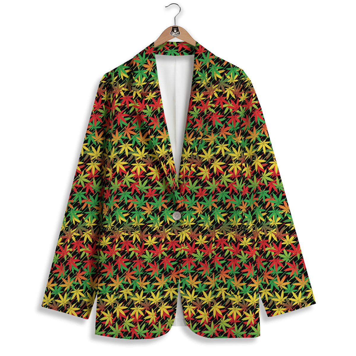 Marijuana Rasta Print Pattern Women's Blazer-grizzshop
