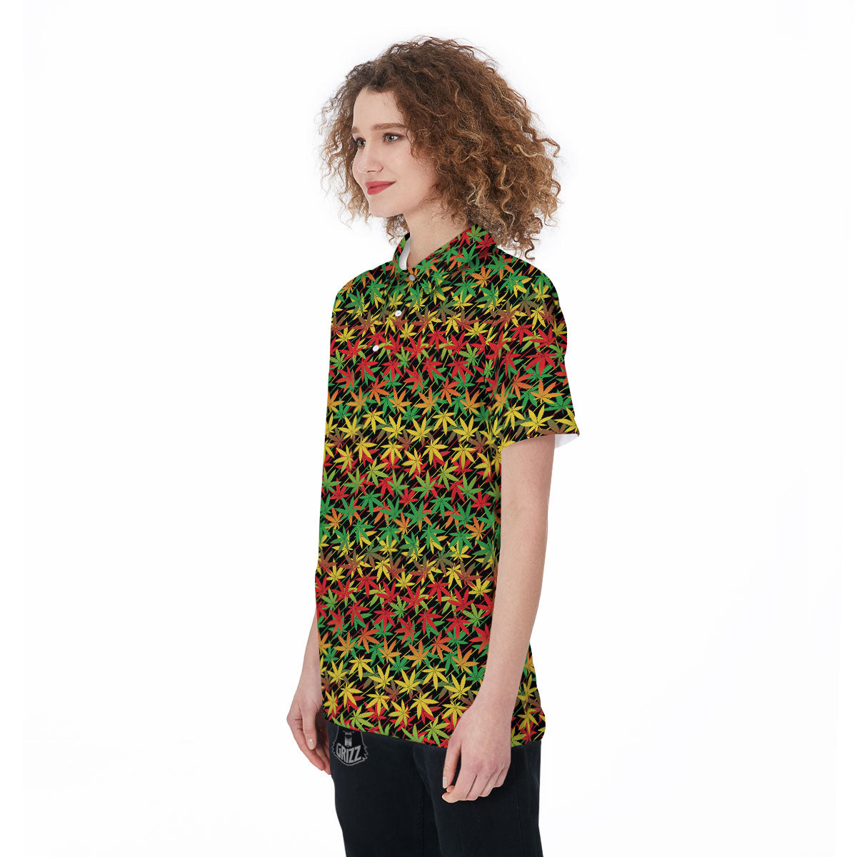 Marijuana Rasta Print Pattern Women's Golf Shirts-grizzshop