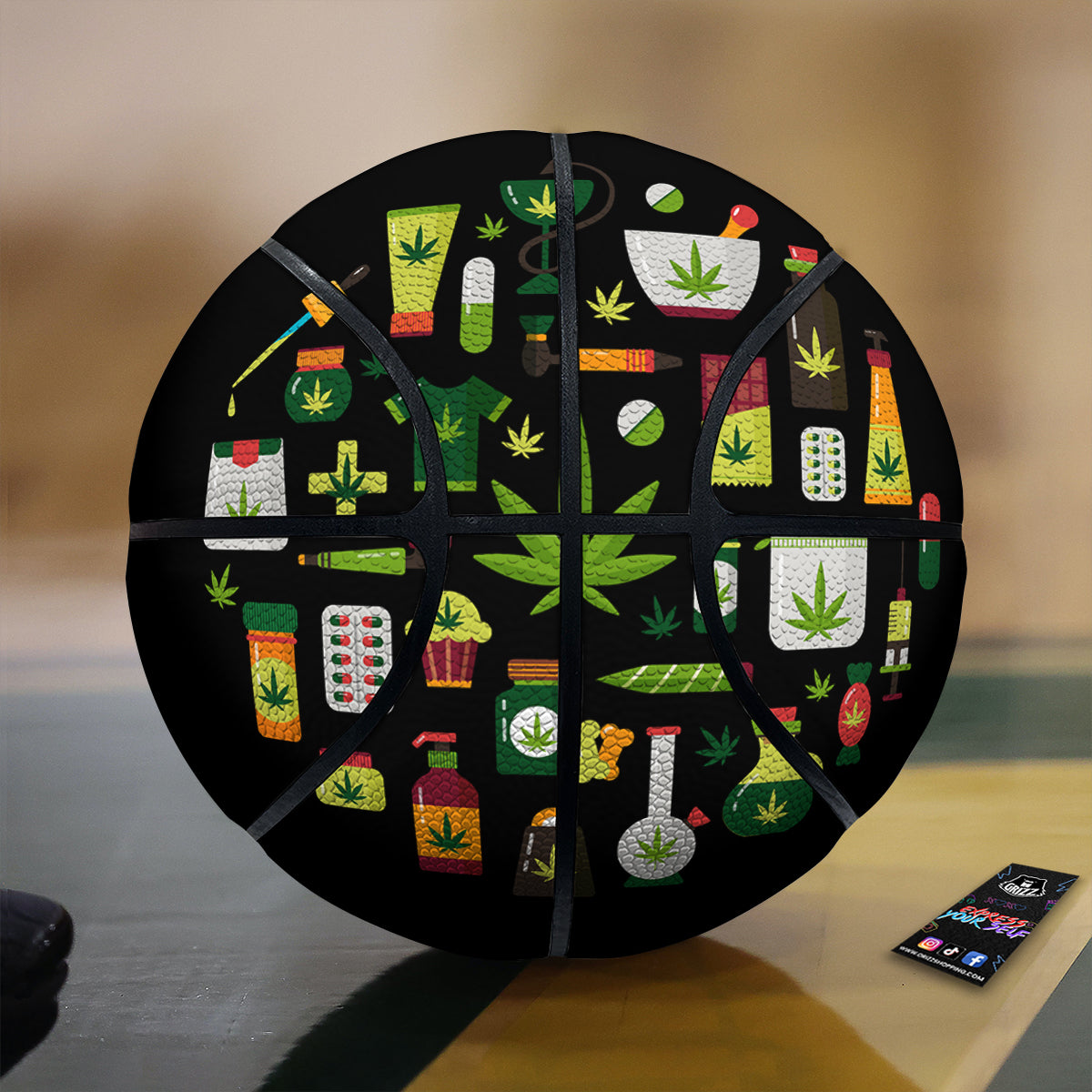 Marijuana And Cannabis Print Basketball