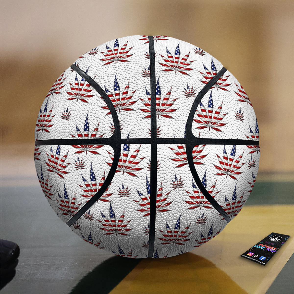 Marijuana Leaf American Print Pattern Basketball