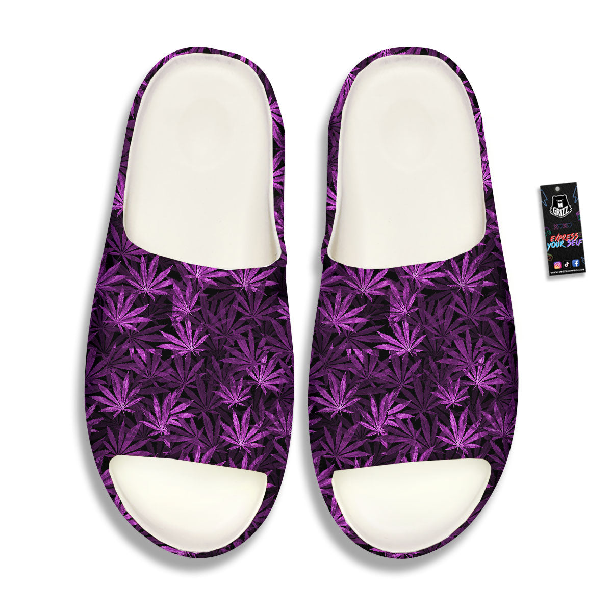 Marijuana Leaf Purple Print Pattern Sandals-grizzshop