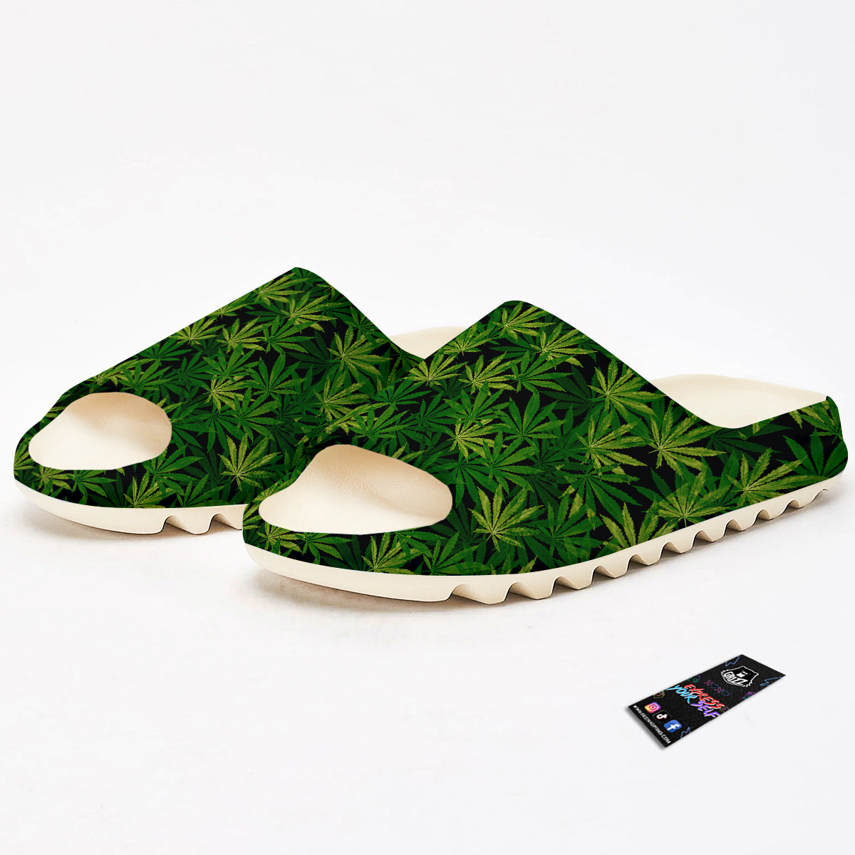 Marijuana Leaf Watercolor Print Pattern Sandals-grizzshop