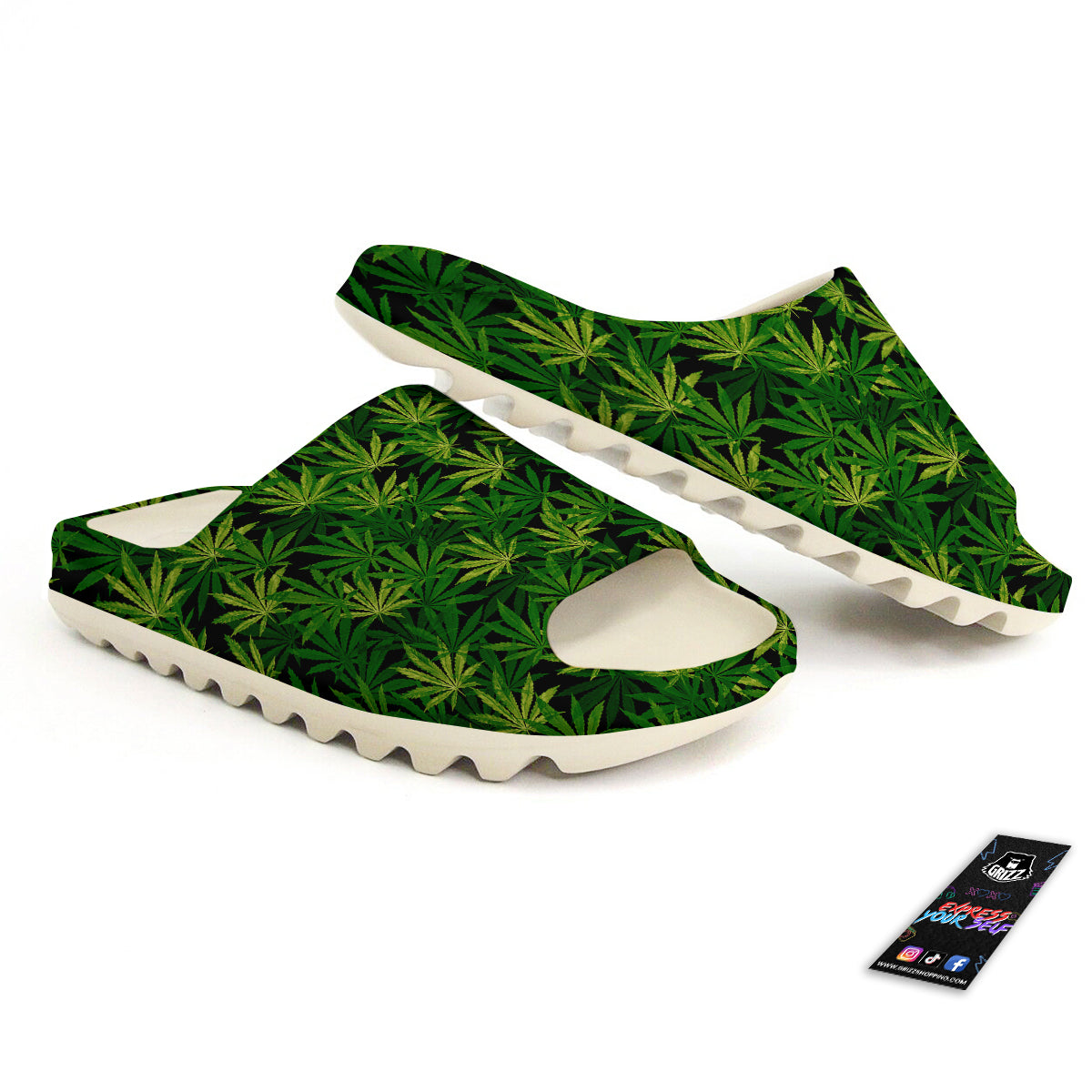 Marijuana Leaf Watercolor Print Pattern Sandals-grizzshop
