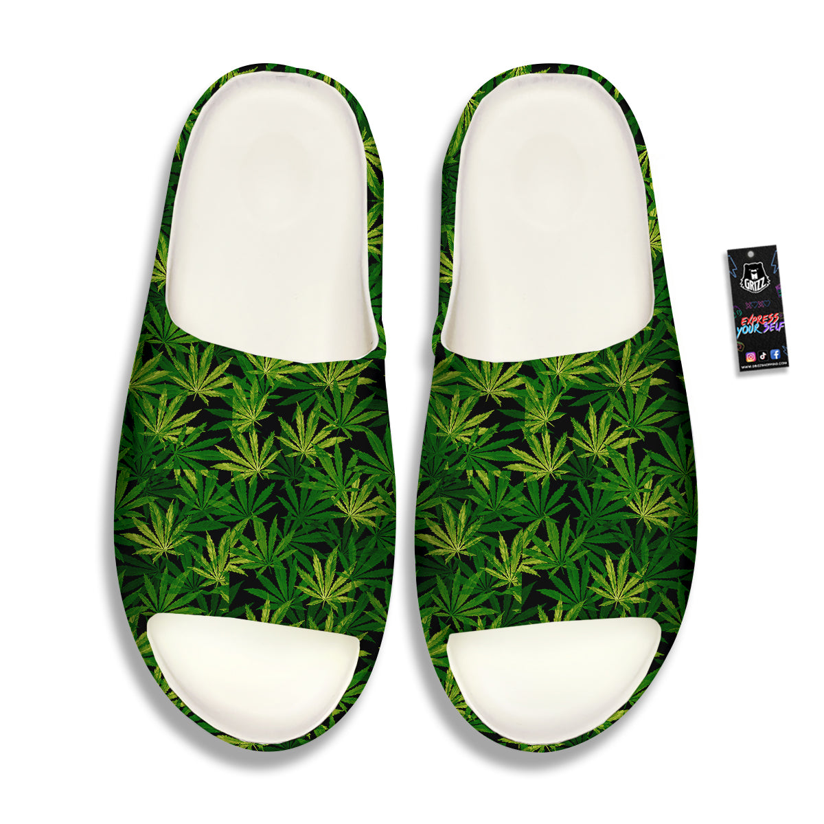 Marijuana Leaf Watercolor Print Pattern Sandals-grizzshop