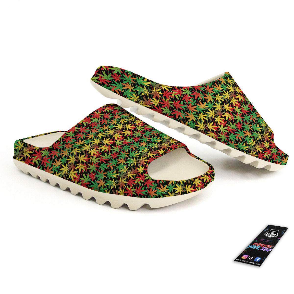 Marijuana Rasta Print Pattern Sandals-grizzshop