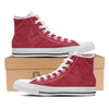 Maroon Glitter Artwork Print White High Top Shoes-grizzshop