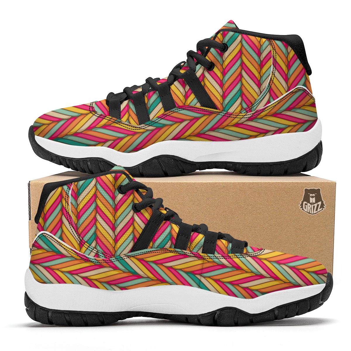 Marshmallow Pattern Print Black Bball Shoes-grizzshop