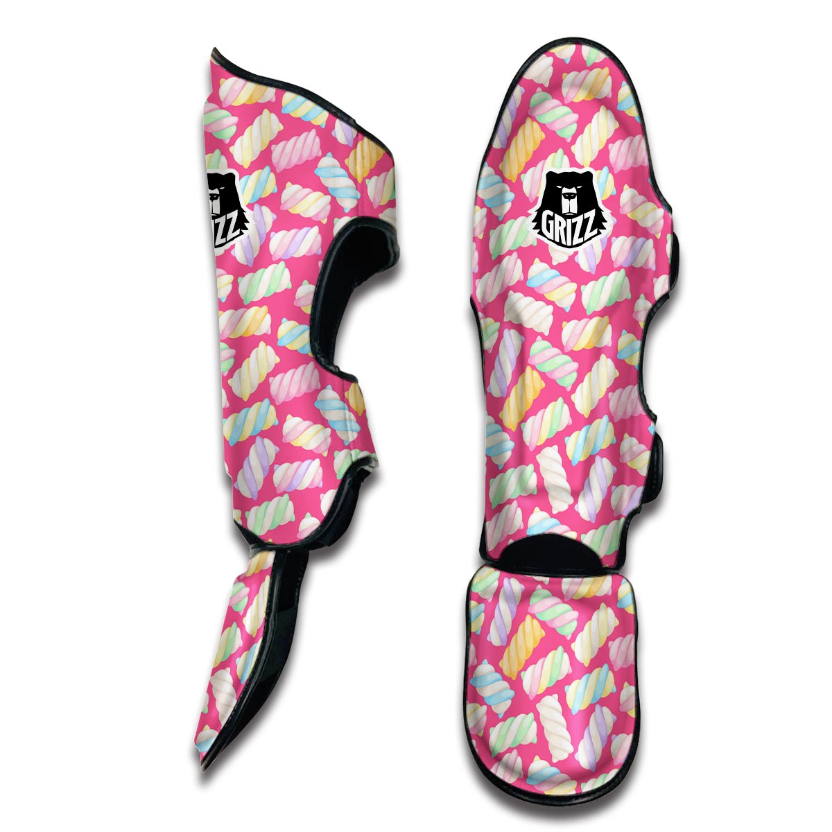 Marshmallow Pink Pattern Print Muay Thai Shin Guards-grizzshop