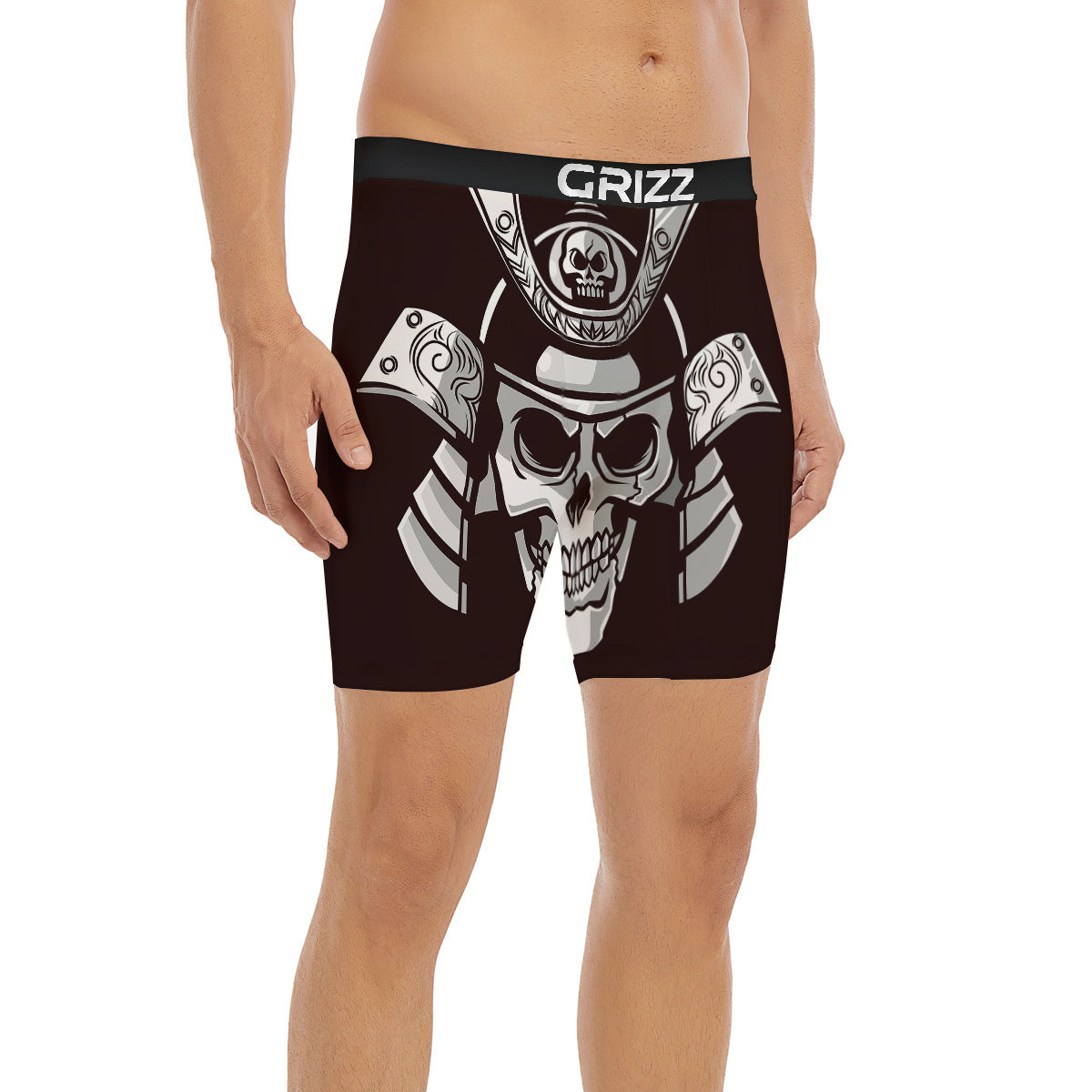 Mask Black Samurai Print Boxer Briefs-grizzshop