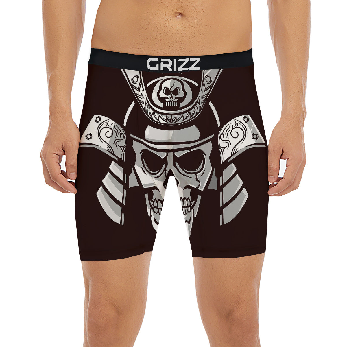 Mask Black Samurai Print Boxer Briefs-grizzshop