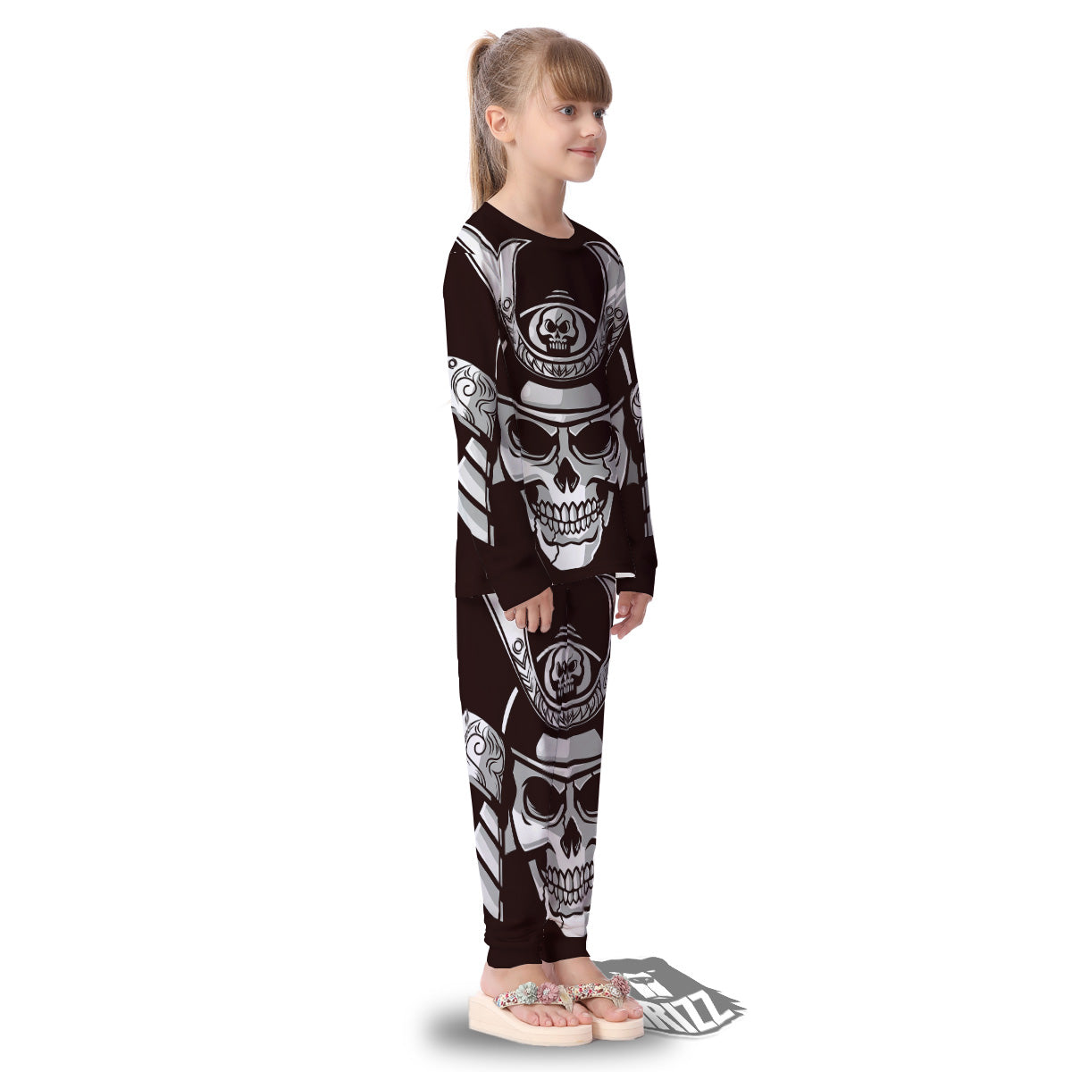 Mask Black Samurai Print Kid's Pajamas-grizzshop