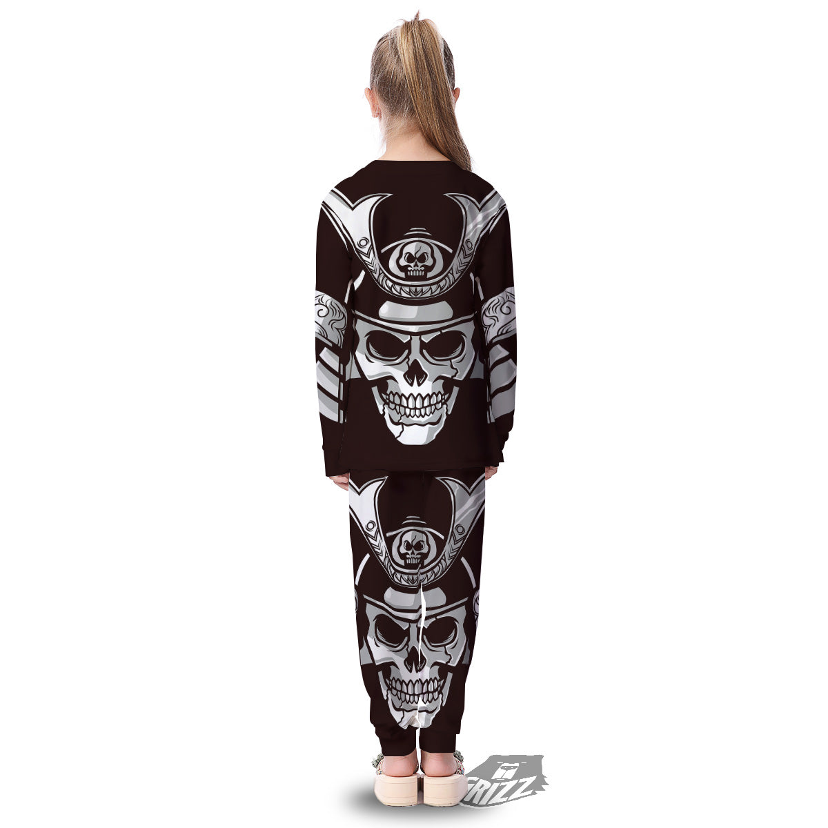 Mask Black Samurai Print Kid's Pajamas-grizzshop