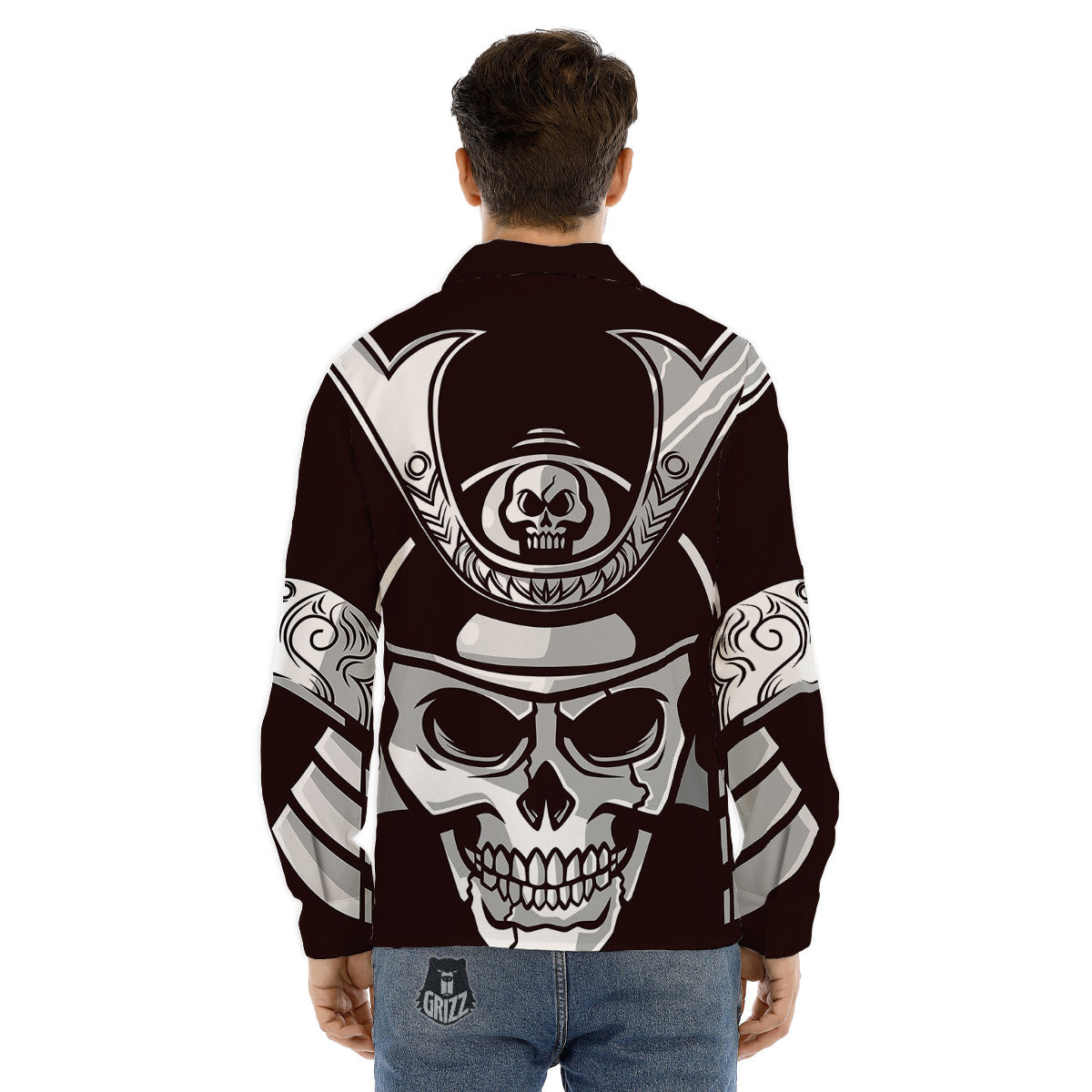 Mask Black Samurai Print Men's Dress Shirts-grizzshop