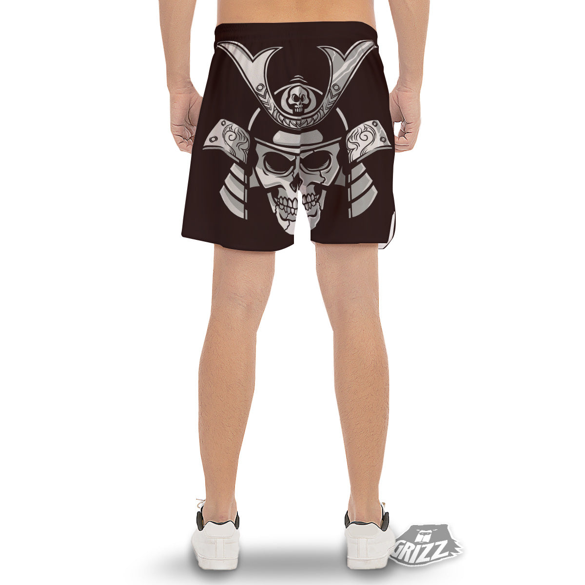 Mask Black Samurai Print Men's Gym Shorts-grizzshop