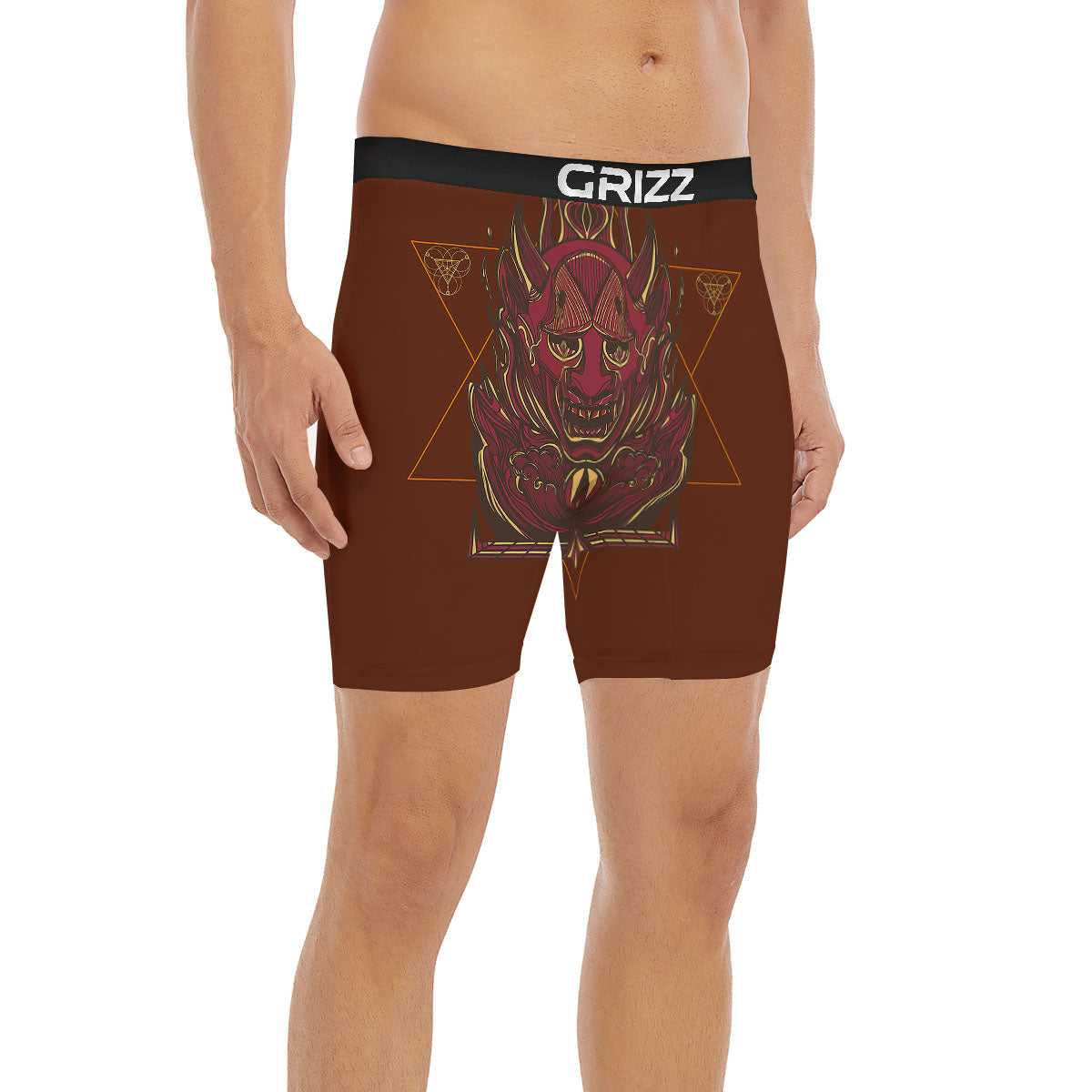 Mask Geometric Samurai Print Boxer Briefs-grizzshop