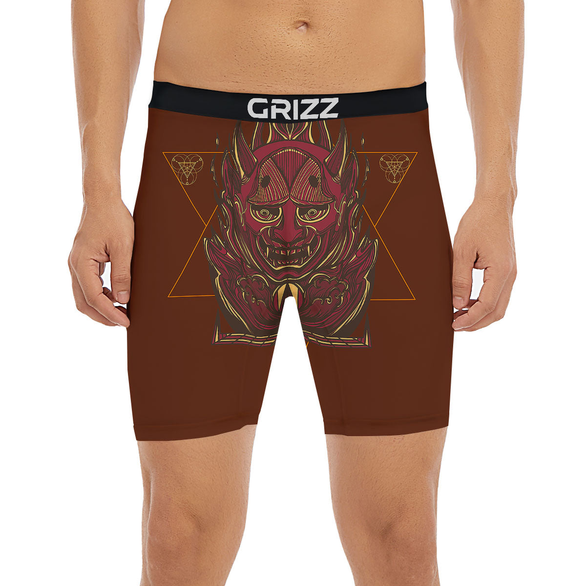 Mask Geometric Samurai Print Boxer Briefs-grizzshop