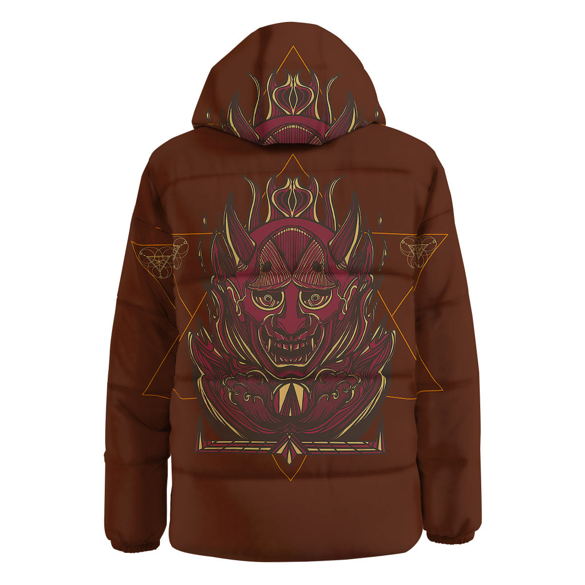 Mask Geometric Samurai Print Down Jacket-grizzshop