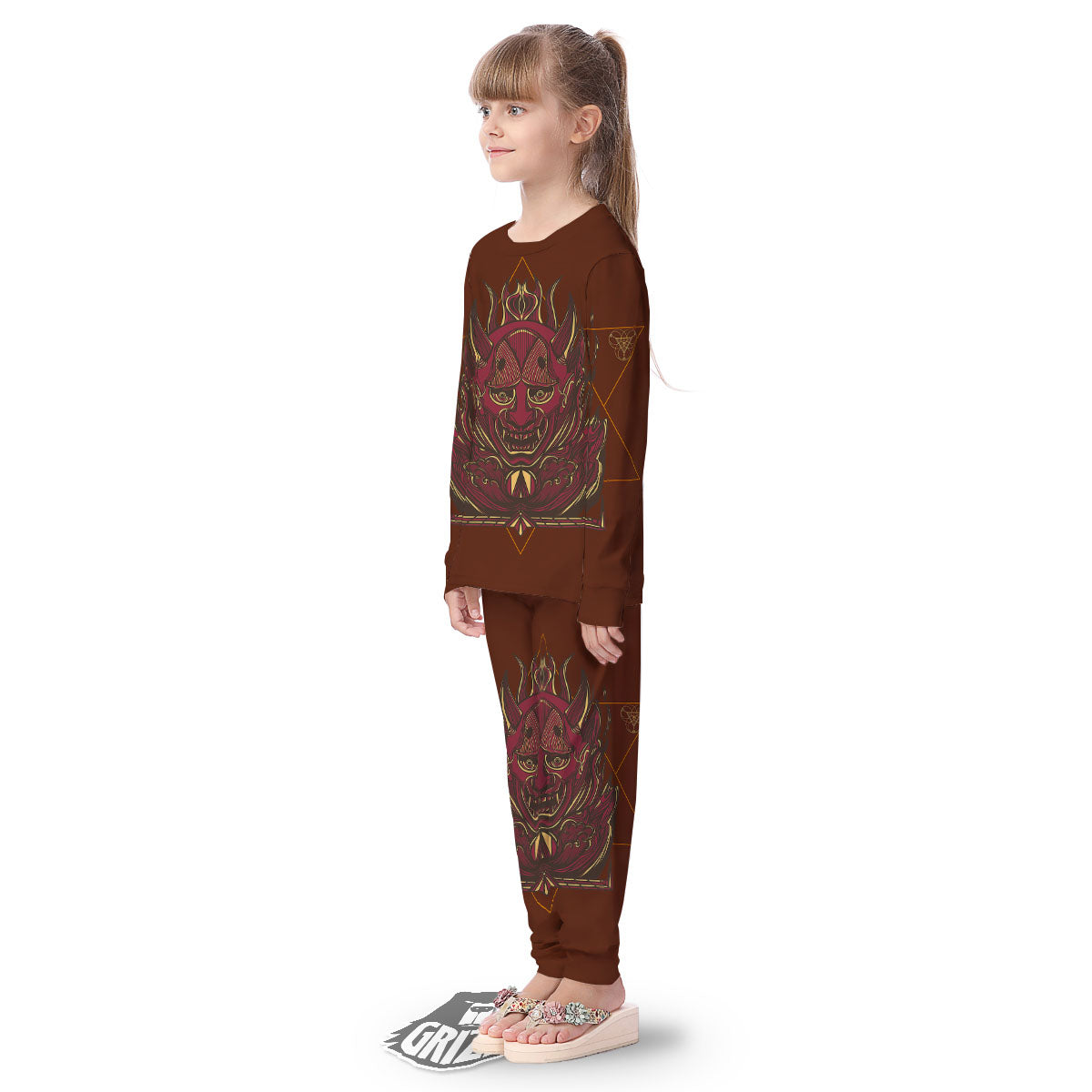 Mask Geometric Samurai Print Kid's Pajamas-grizzshop