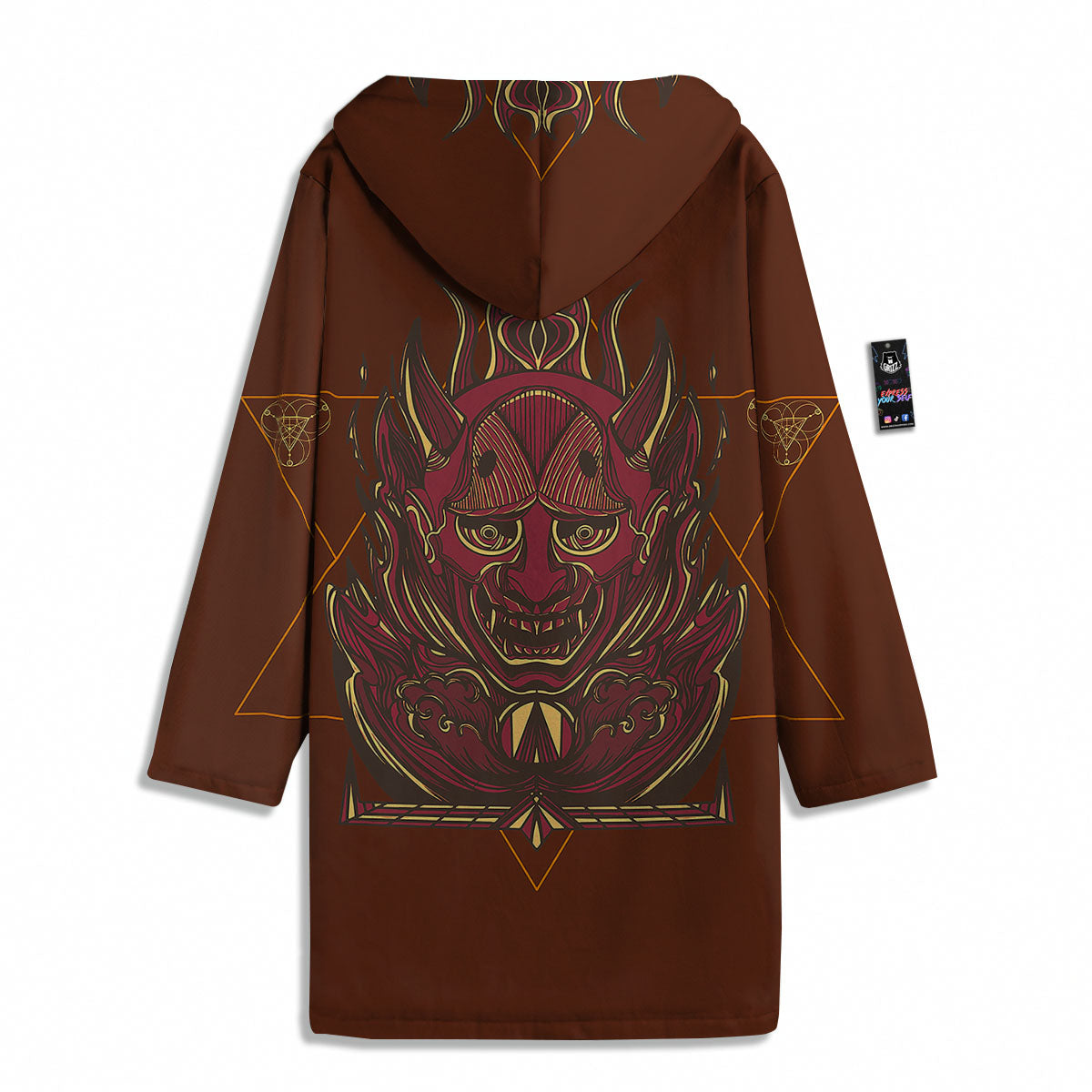 Mask Geometric Samurai Print Men's Windbreaker Jacket-grizzshop