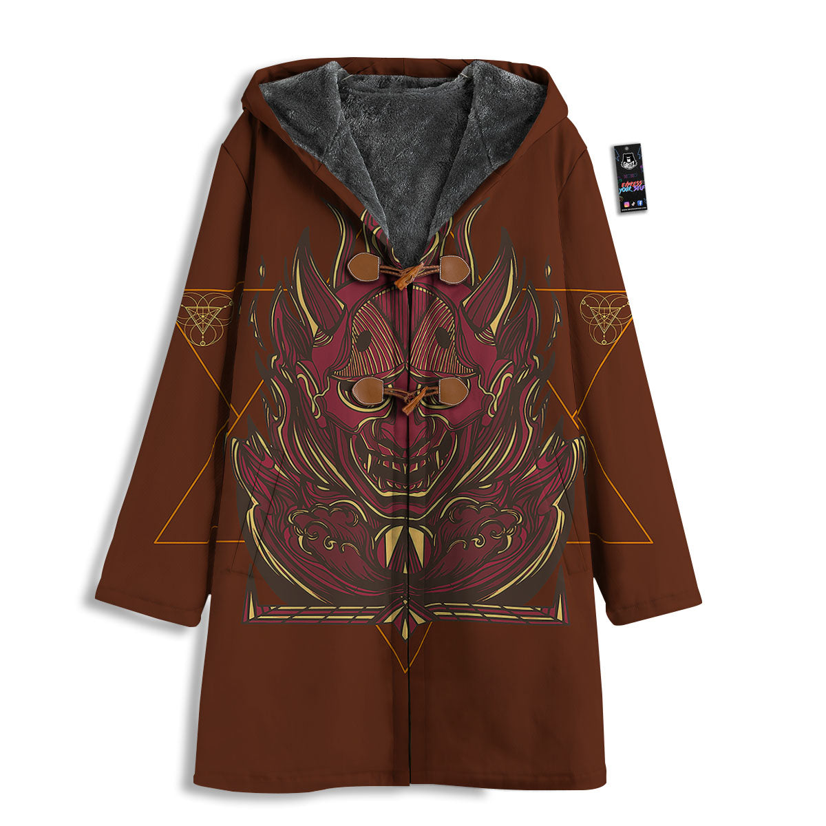 Mask Geometric Samurai Print Men's Windbreaker Jacket-grizzshop