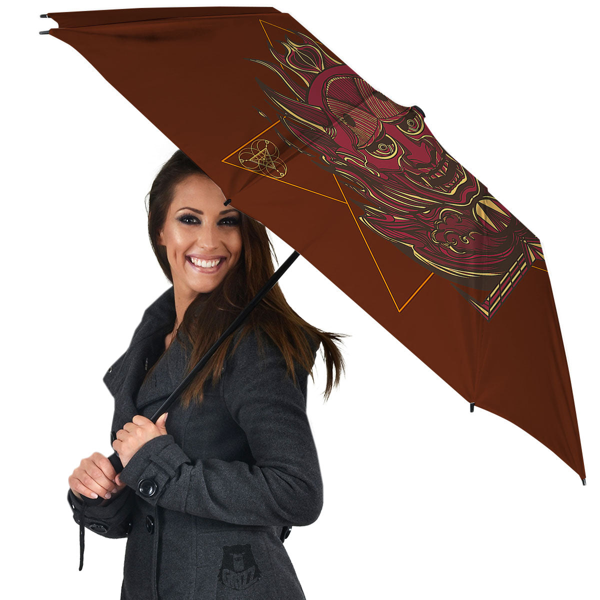 Mask Geometric Samurai Print Umbrella-grizzshop