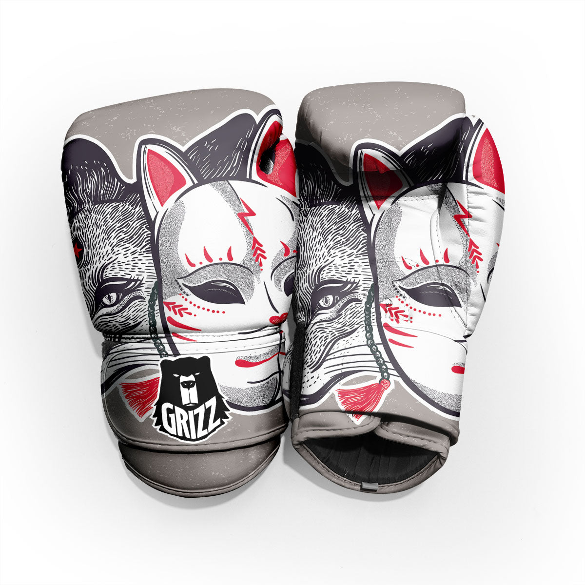 Mask Japanese Fox Print Pro Boxing Glove