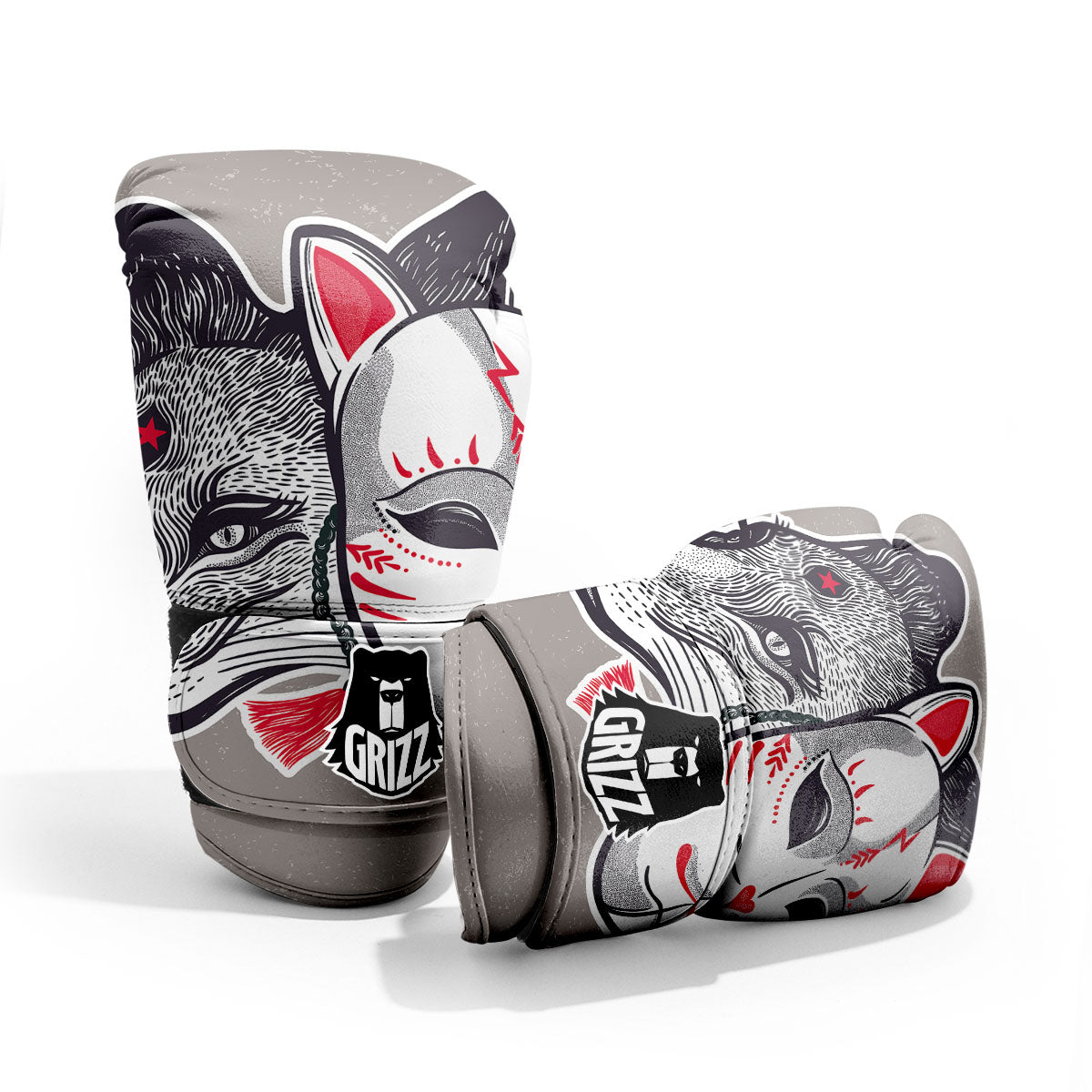 Mask Japanese Fox Print Pro Boxing Glove