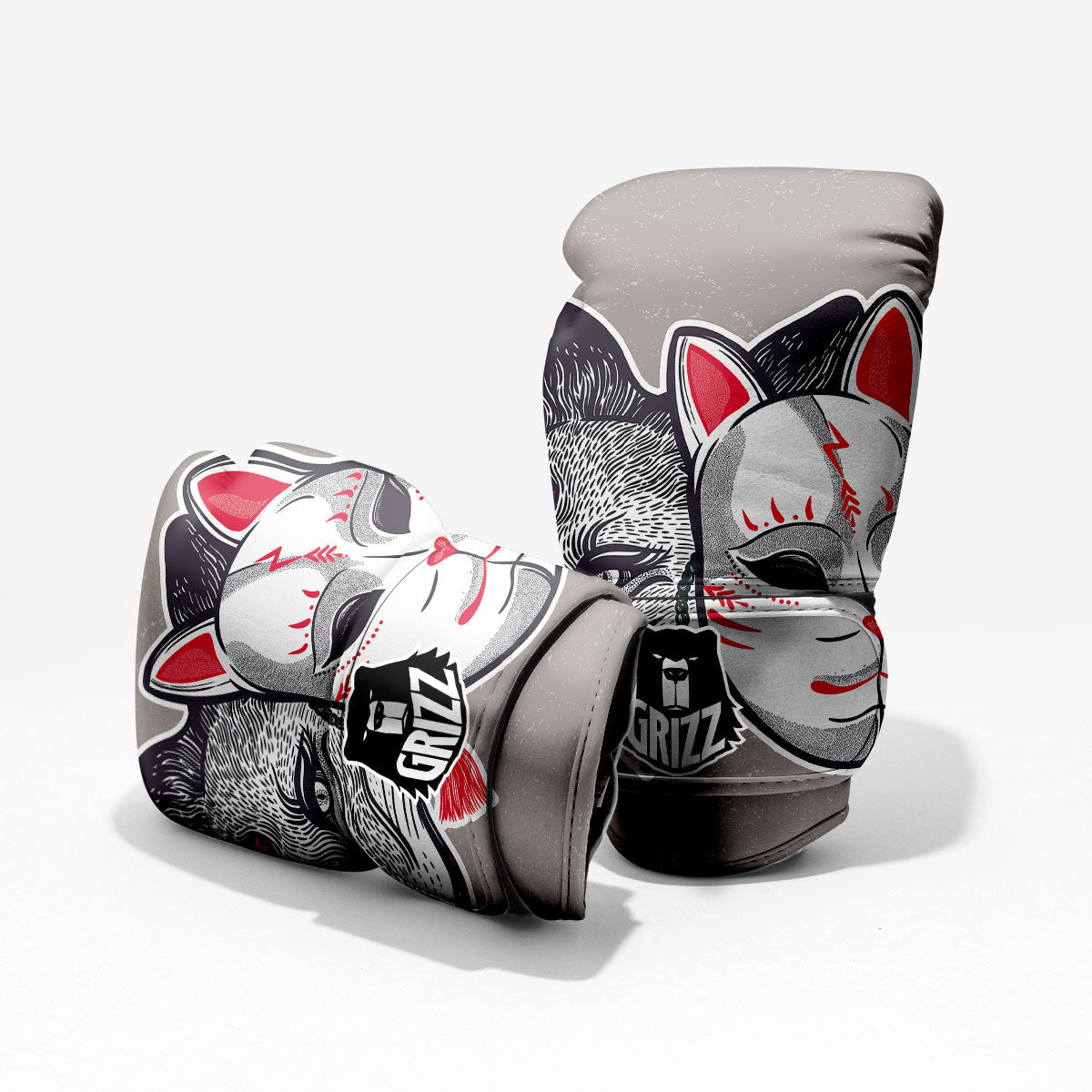 Mask Japanese Fox Print Pro Boxing Glove