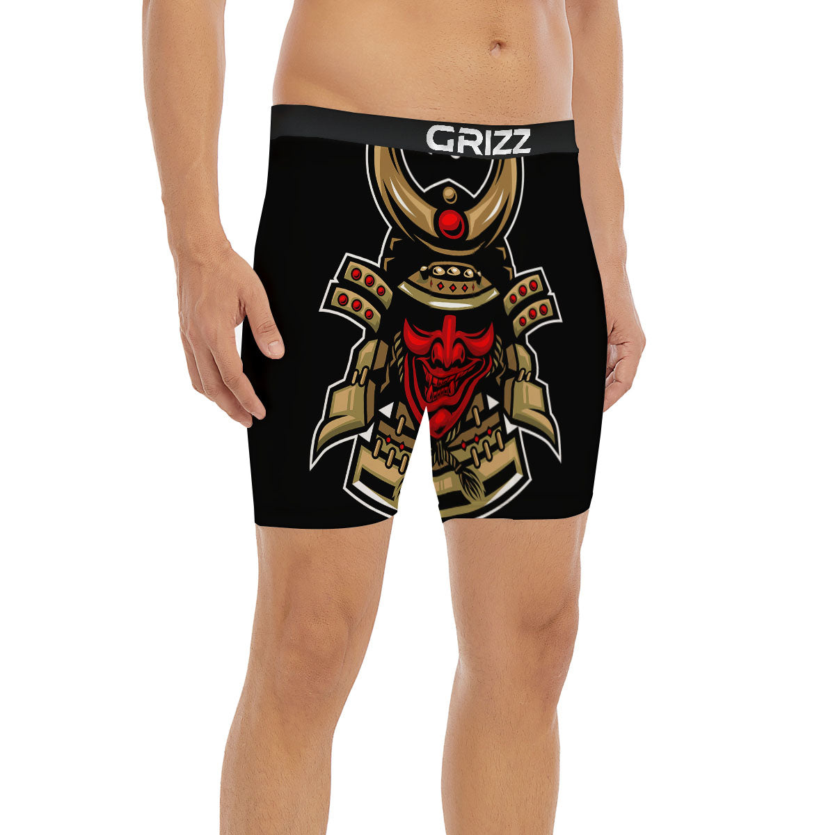 Mask Japanese Samurai Print Boxer Briefs-grizzshop