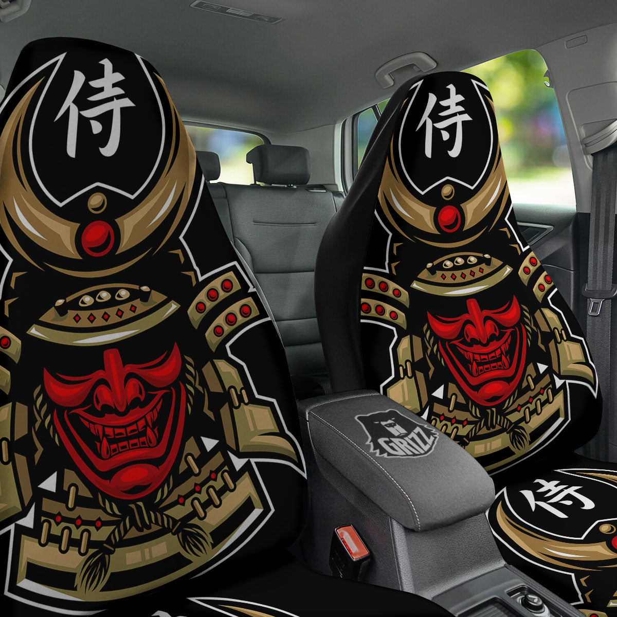 Mask Japanese Samurai Print Car Seat Covers-grizzshop