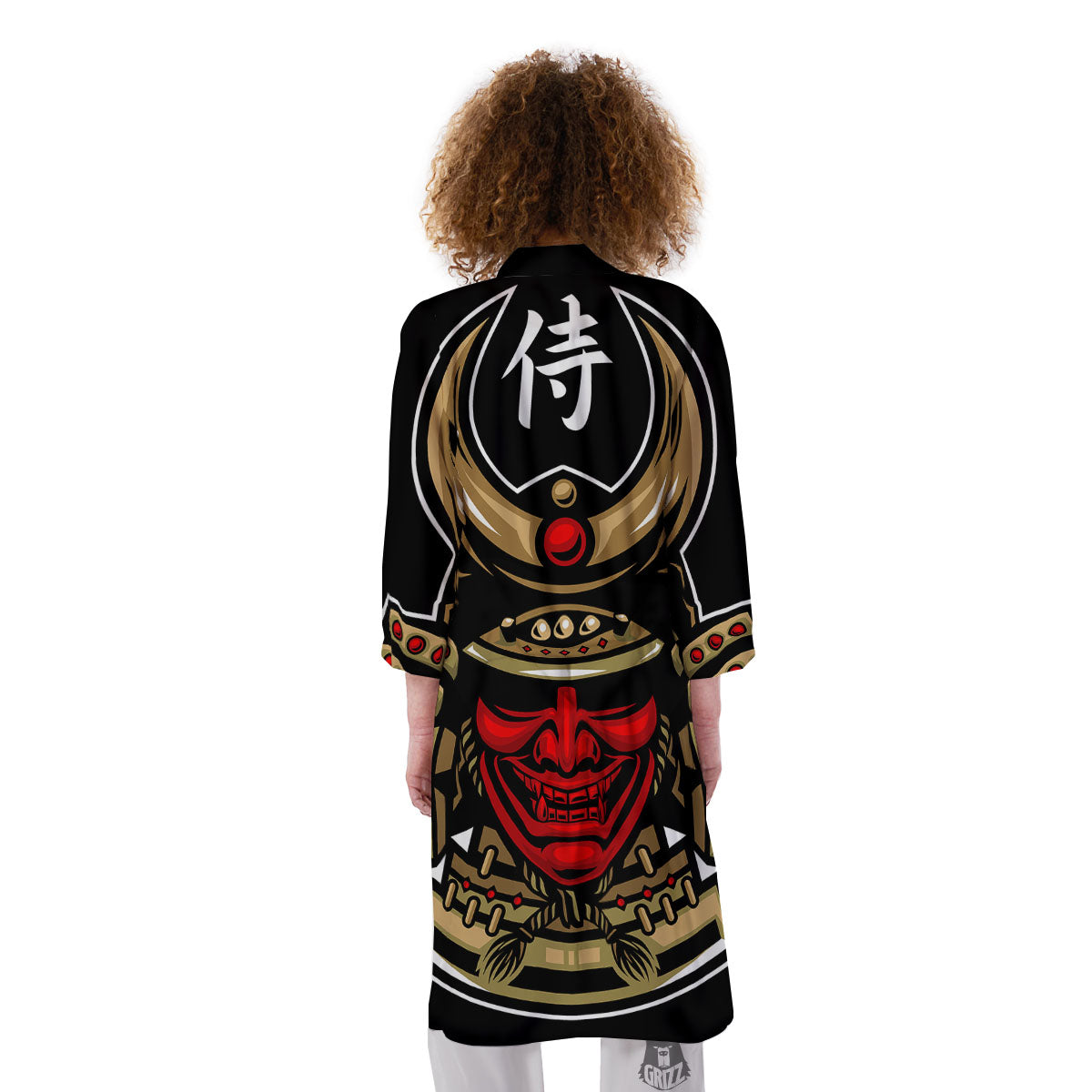 Mask Japanese Samurai Print Kimono-grizzshop