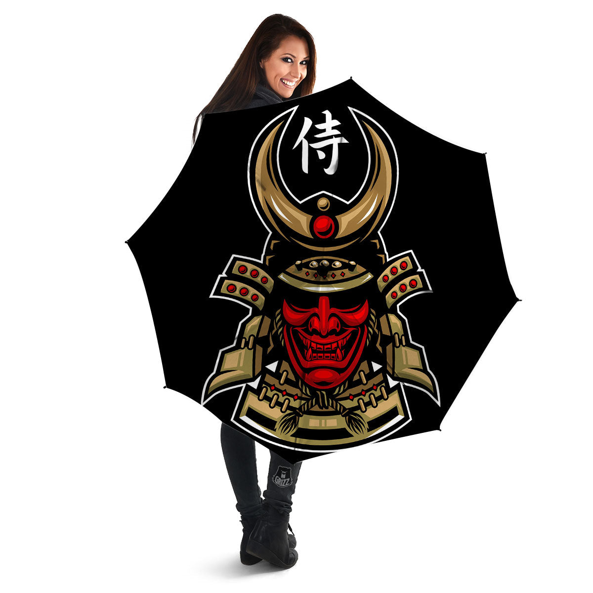 Mask Japanese Samurai Print Umbrella-grizzshop