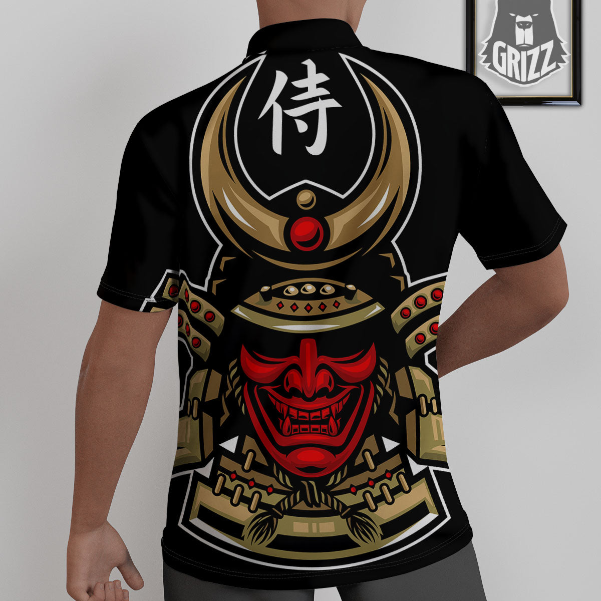 Mask Japanese Samurai Print Untucked Shirts-grizzshop