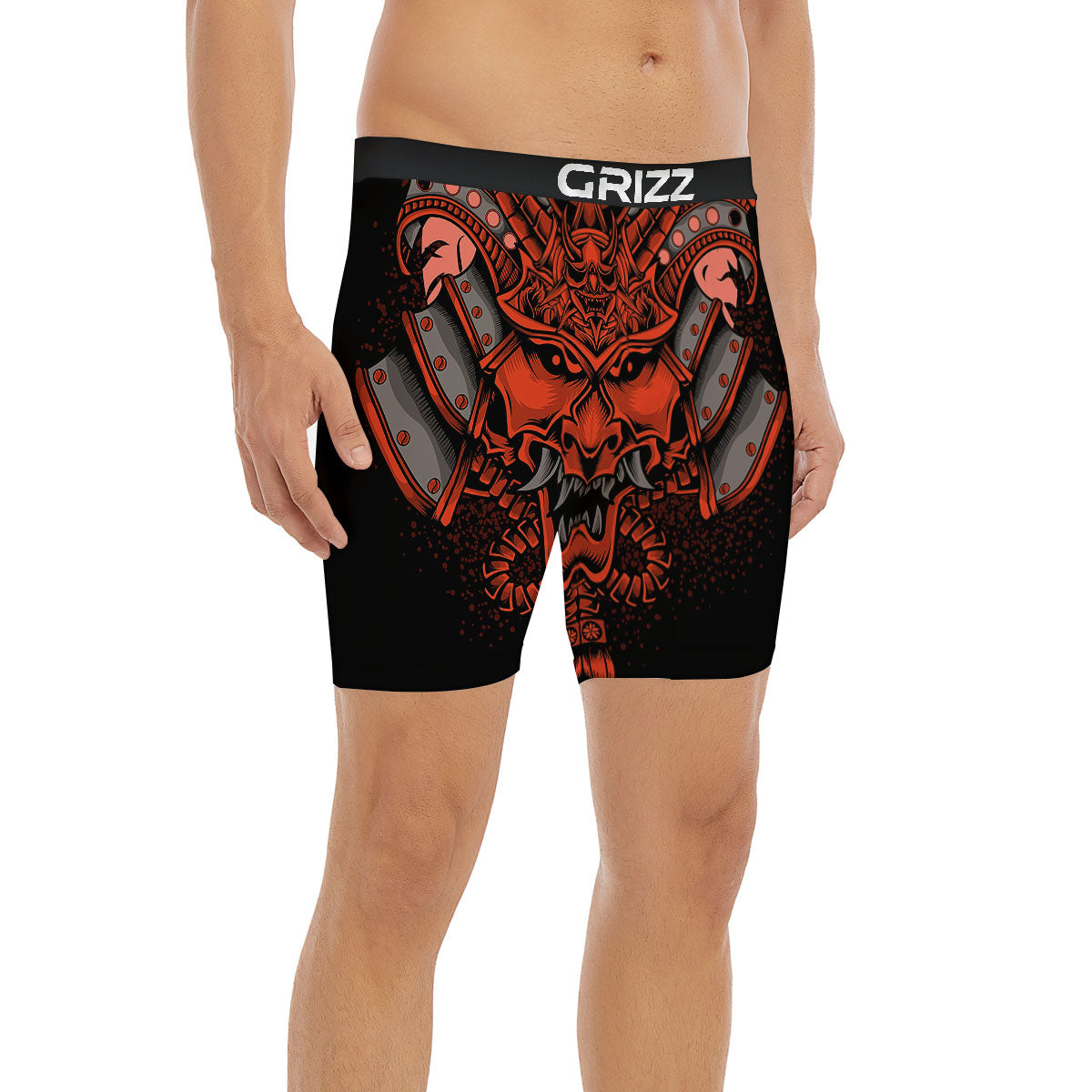 Mask Red Samurai Print Boxer Briefs-grizzshop