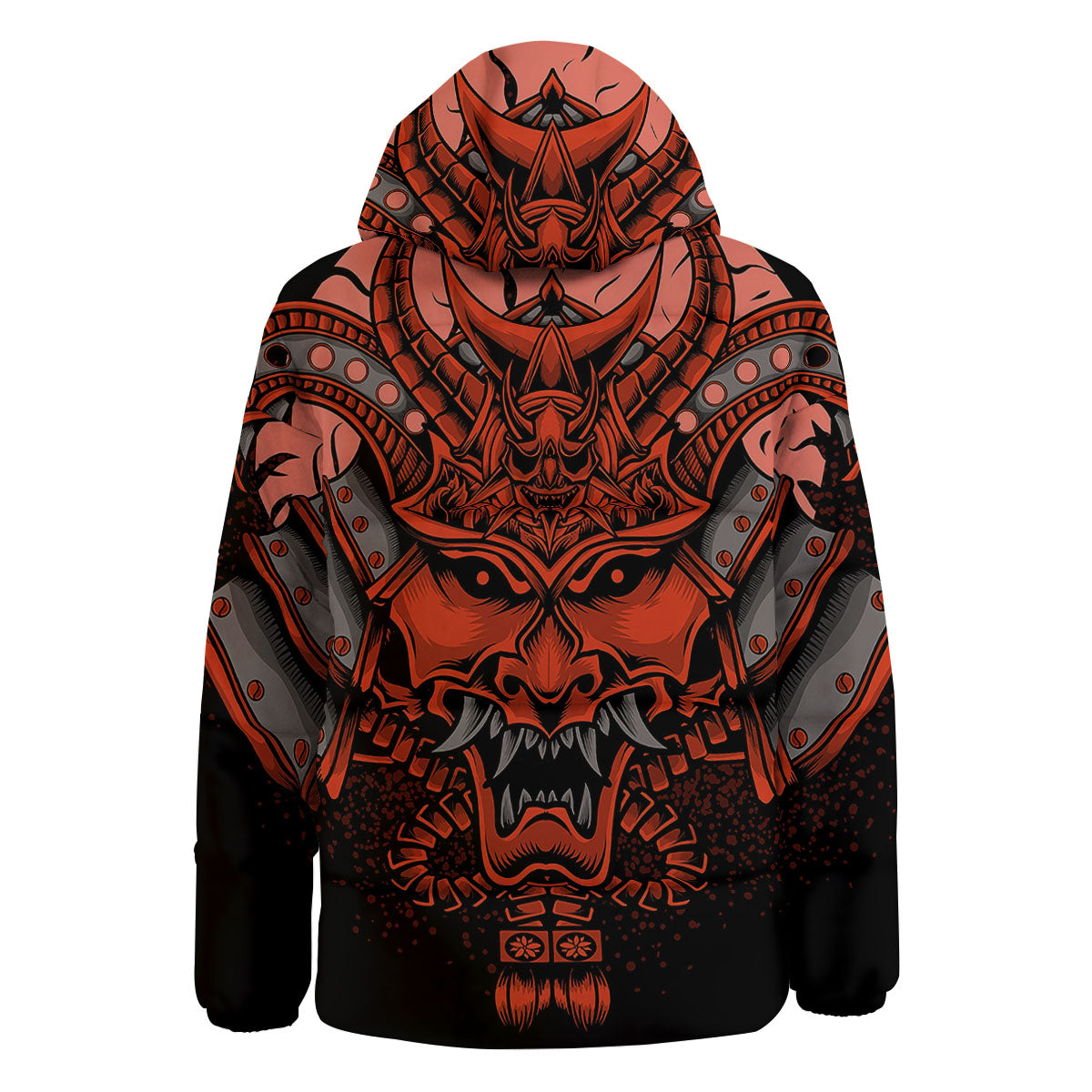 Mask Red Samurai Print Down Jacket-grizzshop
