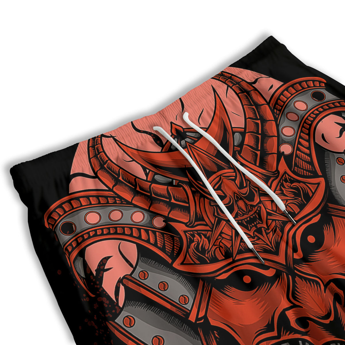 Mask Red Samurai Print Men's Athletic Shorts