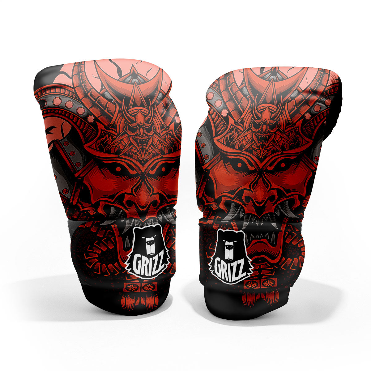 Mask Red Samurai Print Pro Boxing Glove
