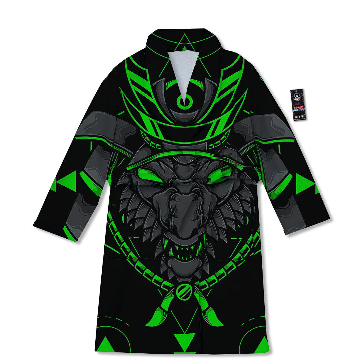 Mask Robot Samurai Print Bathrobe-grizzshop