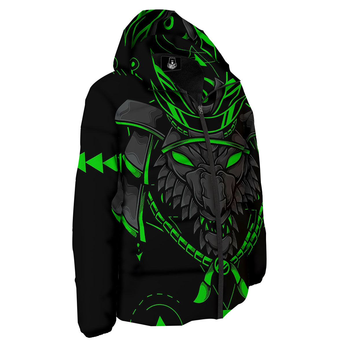Mask Robot Samurai Print Down Jacket-grizzshop