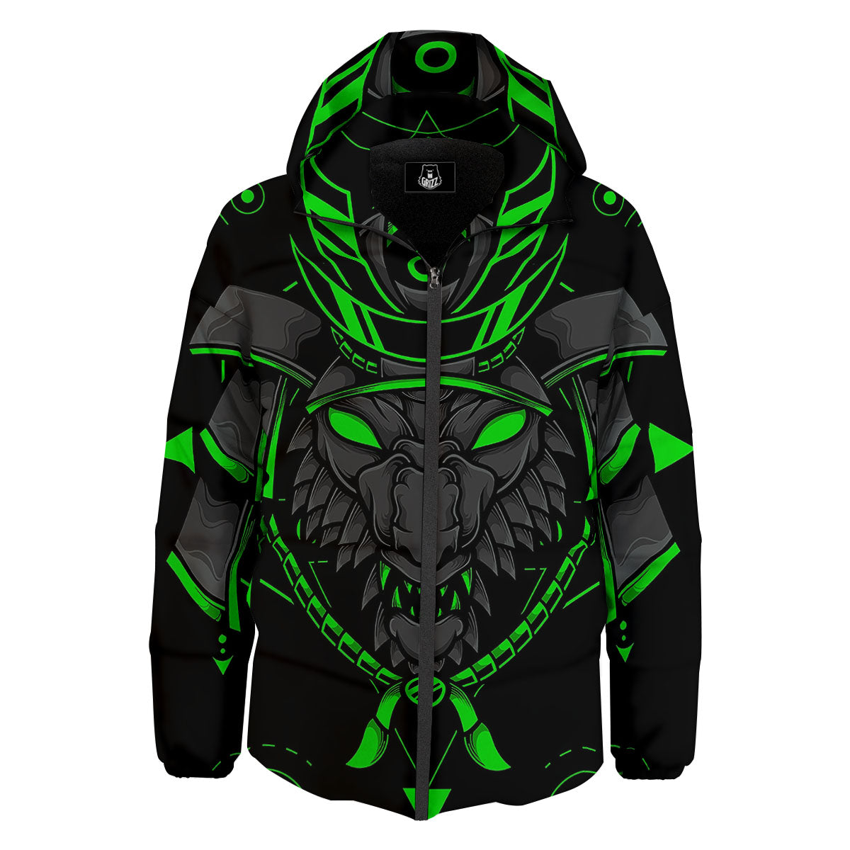 Mask Robot Samurai Print Down Jacket-grizzshop
