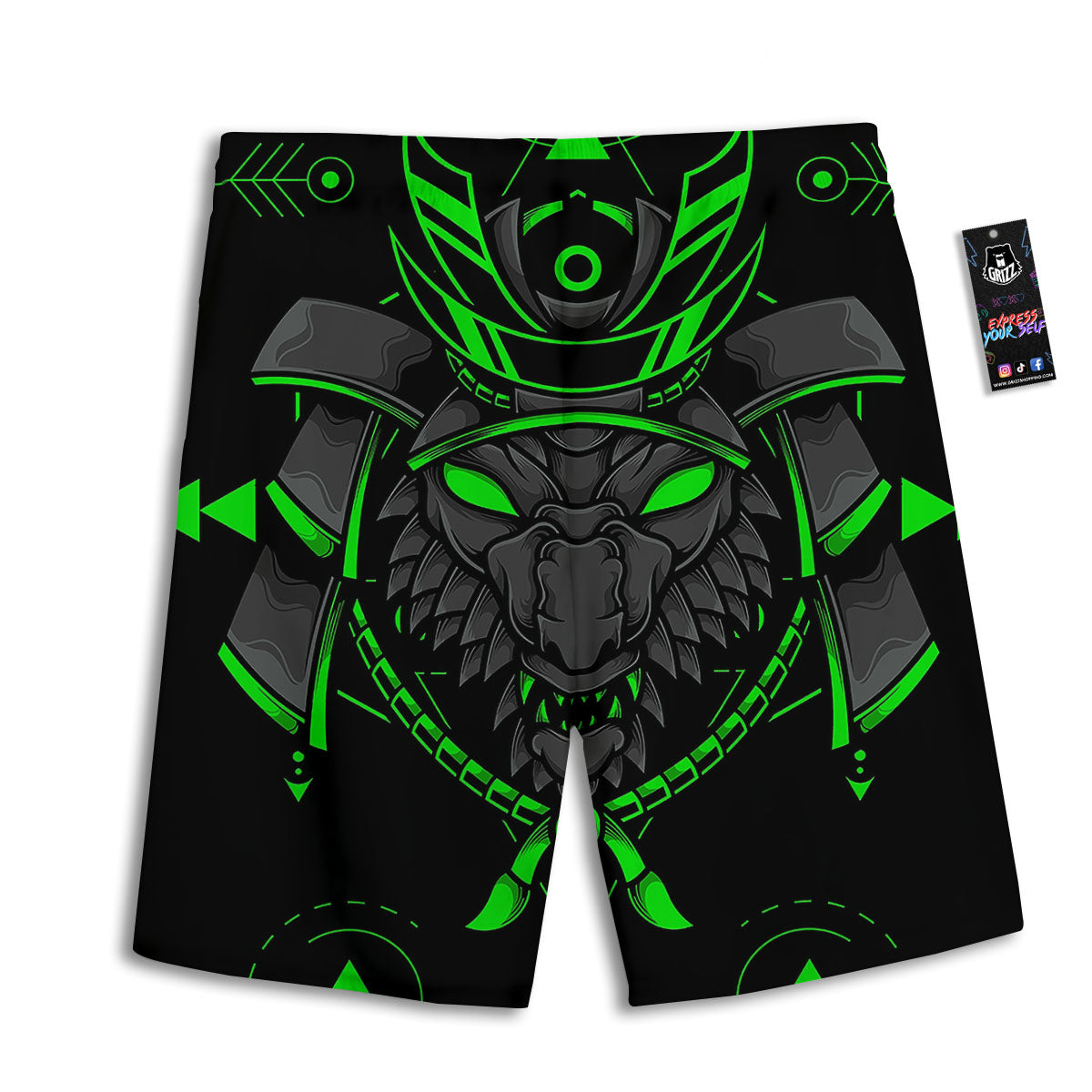 Mask Robot Samurai Print Men's Athletic Shorts