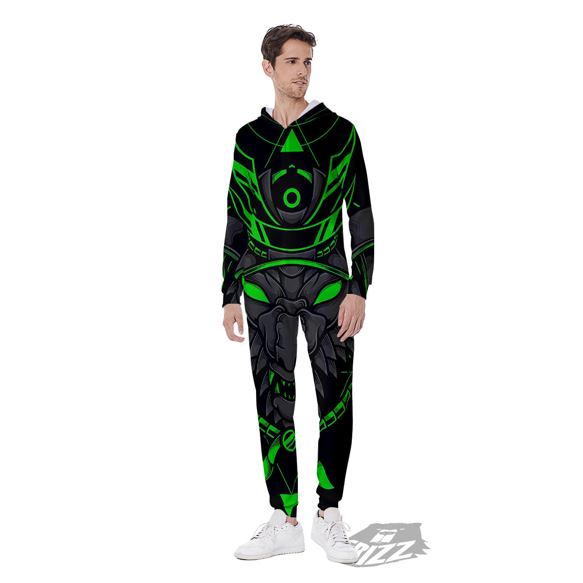 Mask Robot Samurai Print Men's Jumpsuit-grizzshop