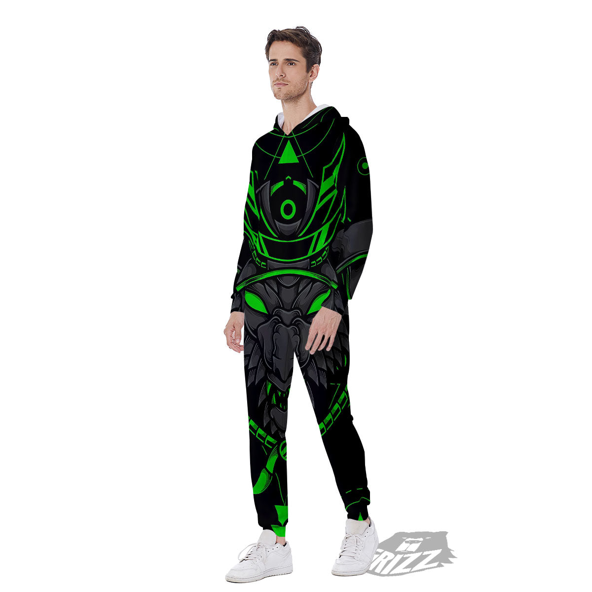 Mask Robot Samurai Print Men's Jumpsuit-grizzshop