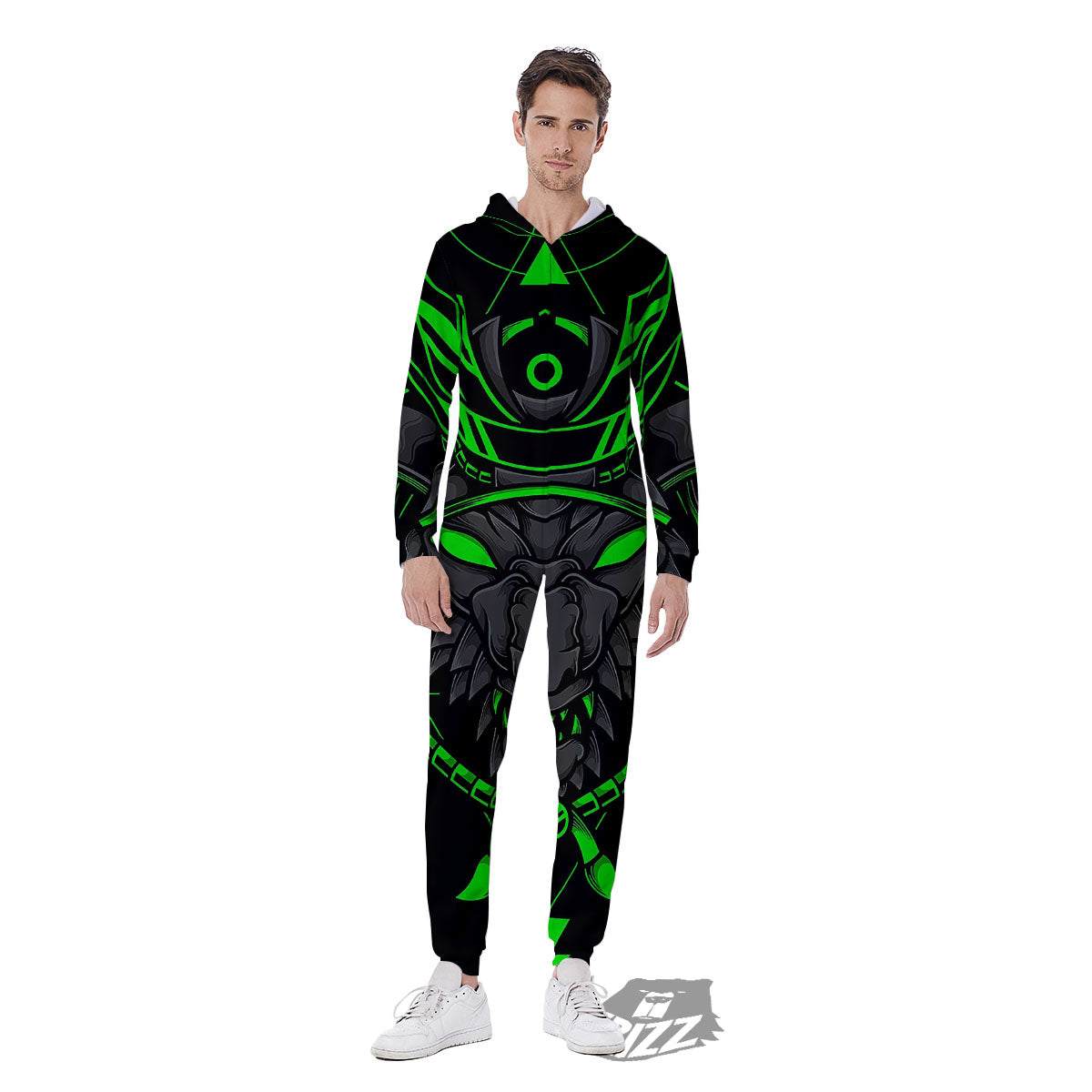 Mask Robot Samurai Print Men's Jumpsuit-grizzshop