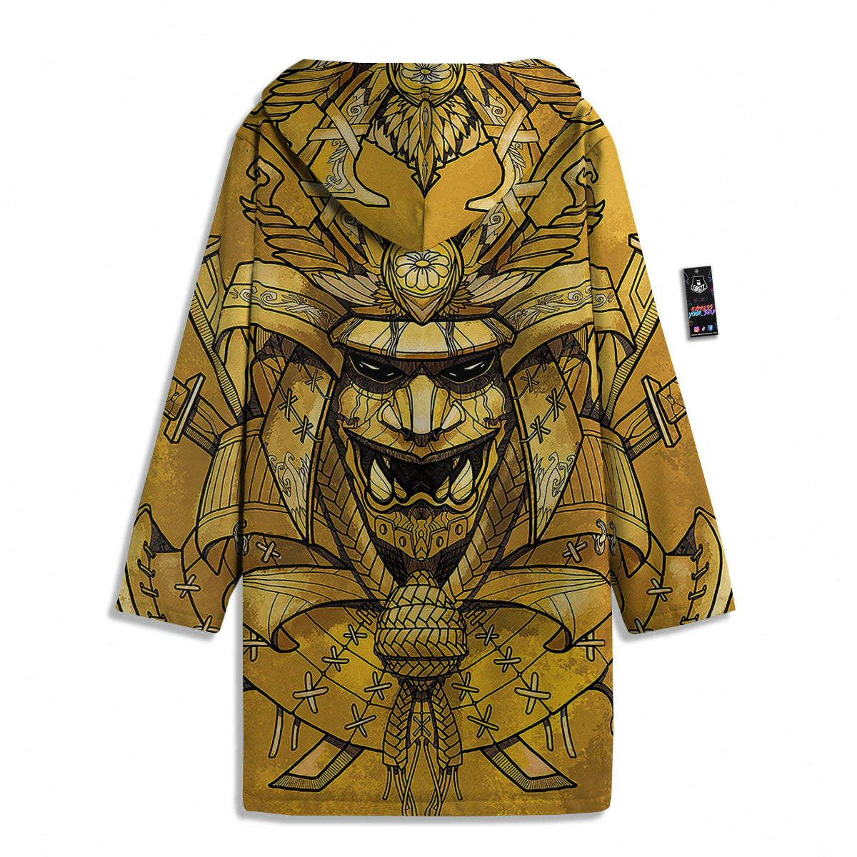 Mask Samurai Gold Print Men's Windbreaker Jacket-grizzshop