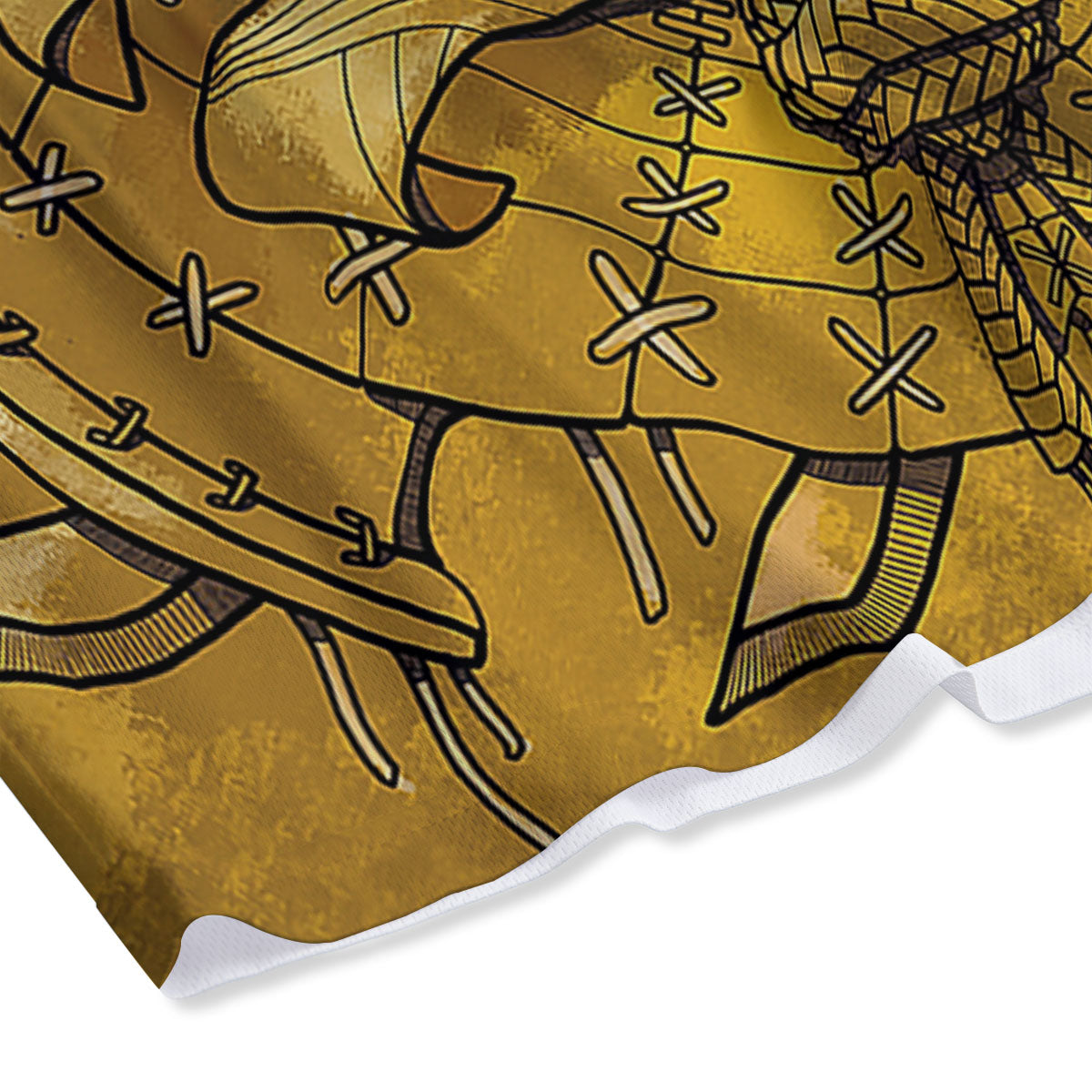 Mask Samurai Gold Print Mesh Shorts